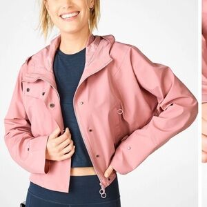 Fabletics Erika Cropped Hooded Jacket Rosewood Pink Size Large